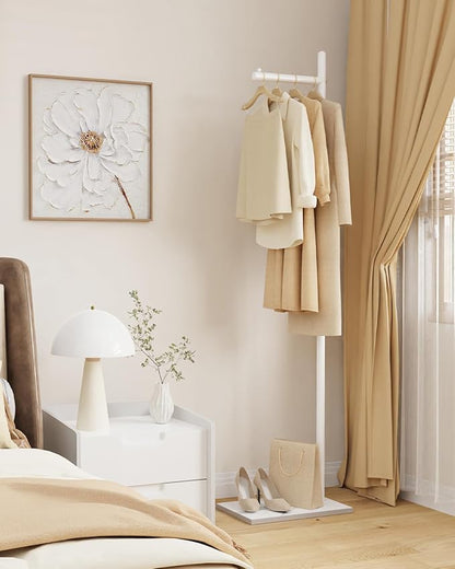 Yawinhe Metal Coat Rack, Coat Tree with Rock Base,L Shaped Freestanding Hall Tree, Clothes Hanger Stand Suitable for Bedroom, Hallway, Entrance,68.5 Inches High,White,USMJ101W