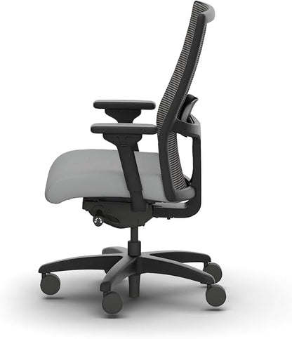 HON Ignition 2.0 Big and Tall Office Chair, 450lbs Weight Capacity, Extra Wide Seat, Tilt Recline, Swivel Wheels, Heavy Duty Office Chair, Comfortable for Long Hours, Black Frame, Ash
