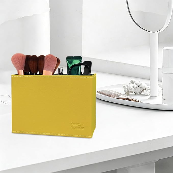 Pen Pencil Holder Cup Container PU Leather Desk Organizer Stand Decor Brush Scissor Decoration Office Home School