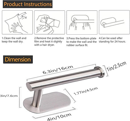 JOPOFI Toilet Paper Holder - Self Adhesive Toilet Paper Holder Wall Mount for Bathroom, Command Strip Stainless Steel Toilet Paper Roll Holder Stick On Wall, No Drilling - Brushed Nickel