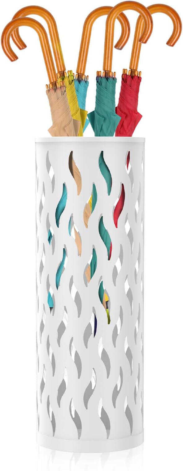 Umbrella Stand Metal Umbrella Holder Hollowed Umbrella Rack Freestanding Umbrella Stand Rack Practical Umbrella Organizer Indoor Umbrella Storage Rack for Home Entryway(white-1-circular)
