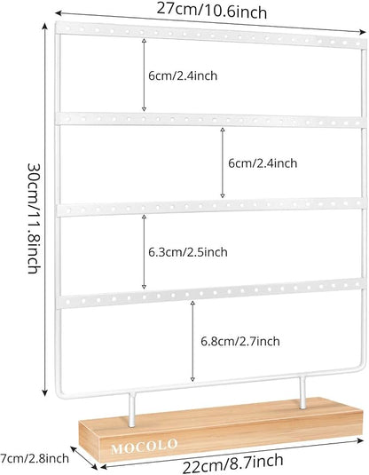 Mocolo Earring Holder Stand, Earring Organizer Display Holder Stand for Hanging Earrings(88 Holes & 4 Layers) (White)