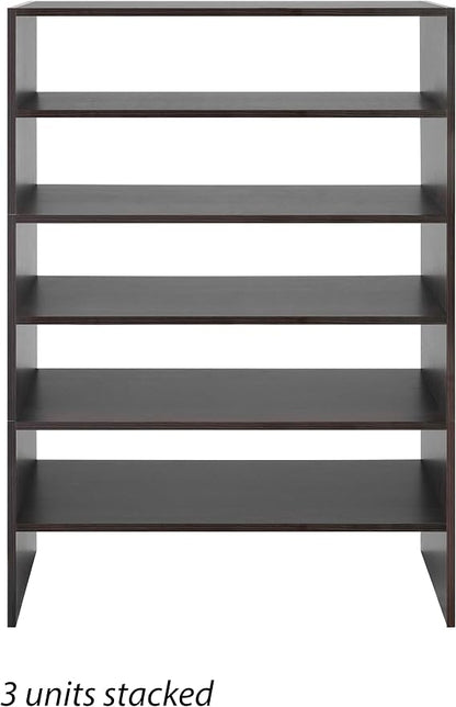 Whitmor Wood Stackable 2-Shelf Shoe Rack, 24 INCH, Espresso，2 Pack