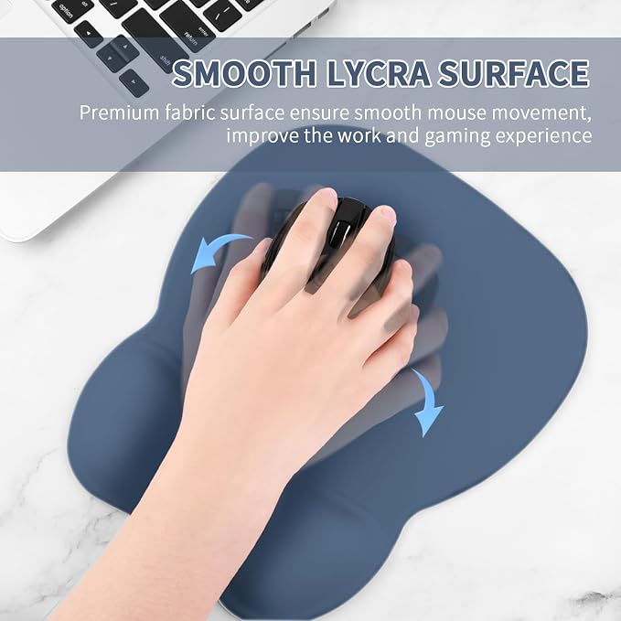 EooCoo Ergonomic Mouse Pad with Wrist Support, Mousepad with Memory Foam Wrist Rest and Non-Slip Base for Computer, Cafe, Home & Office, 9.64 x 8.26 in Office Desk Accessories