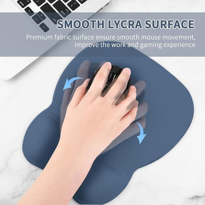 EooCoo Ergonomic Mouse Pad with Wrist Support, Mousepad with Memory Foam Wrist Rest and Non-Slip Base for Computer, Cafe, Home & Office, 9.64 x 8.26 in Office Desk Accessories