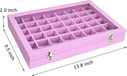Vicoter Velvet Jewelry Tray 48 Compartments Jewelry Display Organizer with Transparent Cover Rings, Earrings, Necklaces, Pendants Storage Box for Girls, Wives, Mothers, Women