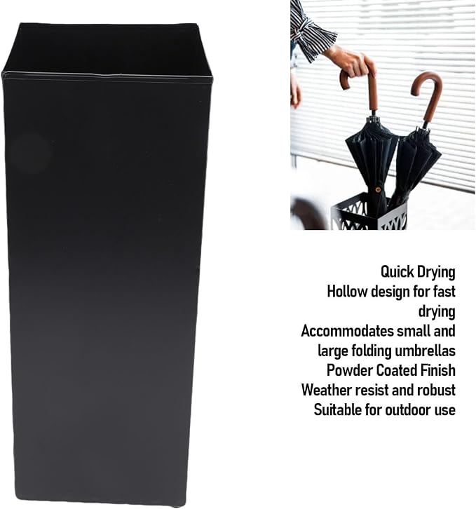 Umbrella Stand, Umbrella Holder for Entryway, Metal Square Umbrella Rack Organizer Freestanding, for Canes Walking Sticks (Black)