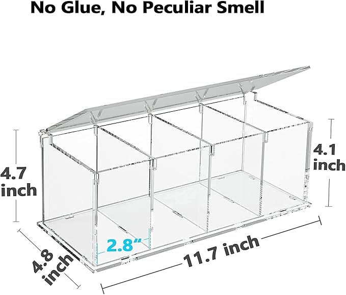 RR RAXMIN Coffee Capsule Holder Acrylic Box K Cup Holder Coffee Pod Storage Clear Acrylic 4 Compartment with Lid Organizer Coffee Bar Accessories