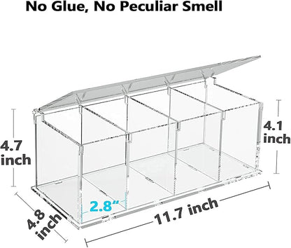 RR RAXMIN Coffee Capsule Holder Acrylic Box K Cup Holder Coffee Pod Storage Clear Acrylic 4 Compartment with Lid Organizer Coffee Bar Accessories