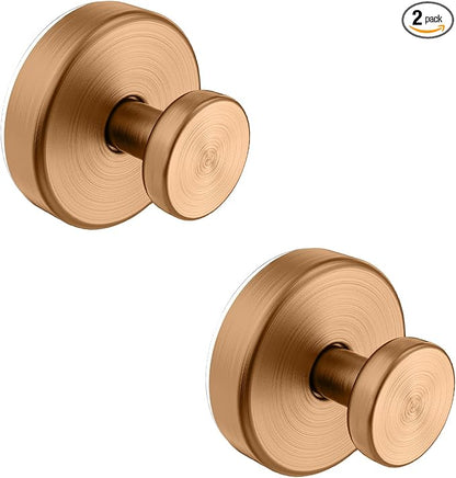 Bntuk Suction Cup Hooks for Shower, Removable Towel Hooks for Bathroom Window Glass Door Wall, Bath Robe Looafh Wreath Hook for Hanging - 2 Pack, Champagne Bronze