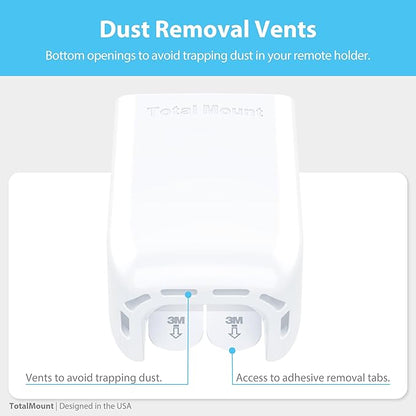 TotalMount Hole-Free Remote Holder – Eliminates Need to Drill Holes in Your Wall (White Remote Control Holder, Quantity 1)