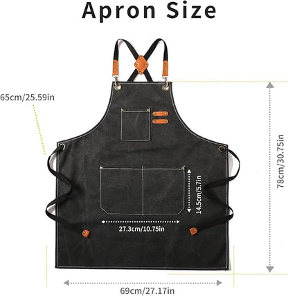Tosewever Canvas Cross Back Chef Cotton Aprons for Men Women with Large Pockets