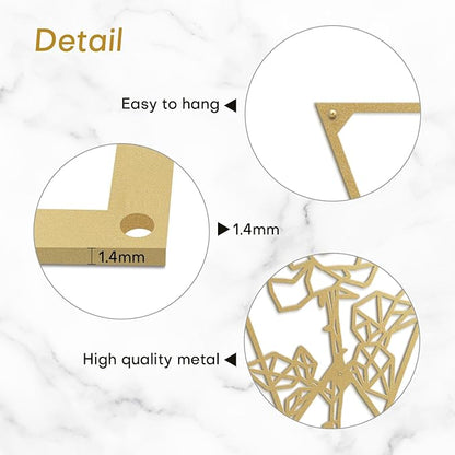 SIGNLEADER Metal Wall Art Decor Rose in Square Frame Modern Abstract Wall Sculpture Hangings Home Decoration for Living Room, Bedroom, Bathroom, Kitchen, Outdoor - 36" Gold