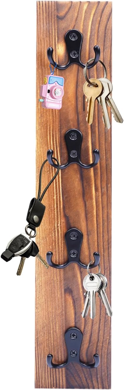 UCEC Vertical Key Holder Wall Mount with Hooks, Space-Saving Wooden Key Holder for Wall, Easy Install Home Organizer for Keys, Wallets, Pet Leashes – Perfect for Living Room Decor, Entry, Garage