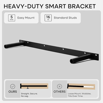 Homeforia Walnut 36 inch Floating Shelf, High End Solid Real Wood 36inch Large Shelves for Bathroom Wall, Dark Brown 36 inches Long Floating Shelves, Heavy Duty Bracket, 36 X 6.5 X 1.75 inch, Set of 4