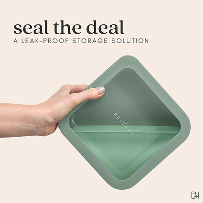 BRIVARA HOME Ceramic Coated Glass Food Storage Container | No PTFE, PFOA, PFAS, and BPA | Reusable Non Toxic Meal Prep Container with Glass Lid | Easy To Store | 6 Piece Food Prep [Willow]