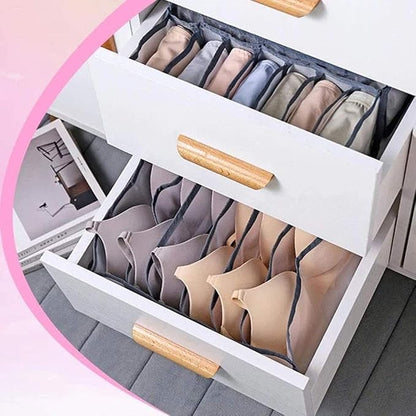 TOPARCHERY 3 Set Underwear Organizer, Foldable Bra Underwear Drawer Organizer Divider Bins for Underwear, Socks, Ties, Bras, Underwear Storage Compartment Box (Gray)