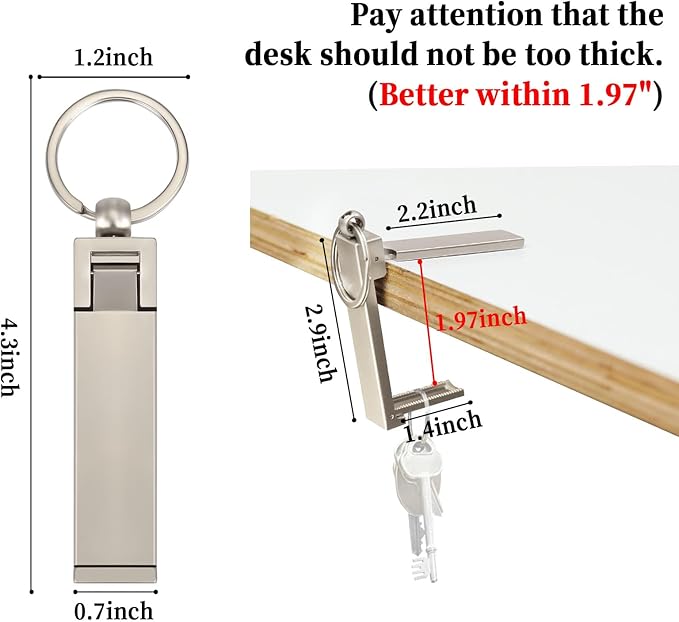 Purse Hook for Table, Instant Bag Purse Hook Hanger Holder for Table Desk Folding Handbag Table Hook Hanger for Women Mobile Phone Stand Holder(Platinum)