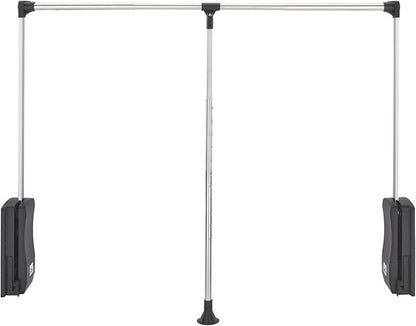 Rev-A-Shelf 35"-48" Pull Down Adjustable Side Mounted Closet Rod for Kitchen/Bathroom Cabinets w/Telescoping Handle & Hardware, Chrome, CPDR-3548