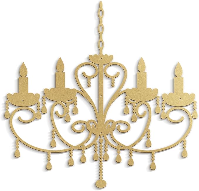 SIGNLEADER Metal Wall Decor Floral Chandelier Candle Minimalist Modern Abstract Wall Sculpture Hangings Home Decoration for Living Room, Bedroom, Bathroom, Kitchen, Outdoor - 36" Gold