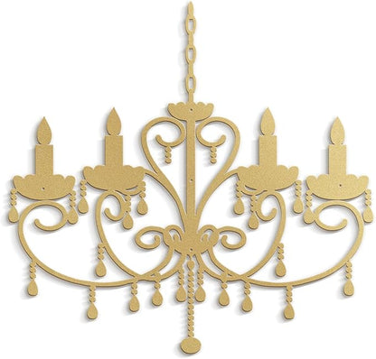 SIGNLEADER Metal Wall Decor Floral Chandelier Candle Minimalist Modern Abstract Wall Sculpture Hangings Home Decoration for Living Room, Bedroom, Bathroom, Kitchen, Outdoor - 36" Gold