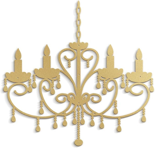 SIGNLEADER Metal Wall Decor Floral Chandelier Candle Minimalist Modern Abstract Wall Sculpture Hangings Home Decoration for Living Room, Bedroom, Bathroom, Kitchen, Outdoor - 36" Gold