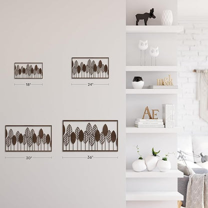 SIGNLEADER Metal Wall Decor Leaf Forest Minimalist Modern Abstract Wall Sculpture Hangings Home Decoration for Living Room, Bedroom, Bathroom, Kitchen, Outdoor - 24" Bronze