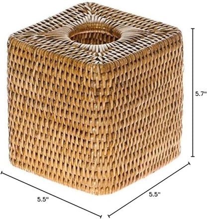 KOUBOO Tissue Box Cover–Tissue Holder, Bathroom, Kitchen, Guest Room – Elegant Decorative Tissue Box Cover, Perfect for Facial Tissues, Cube Boxes, Honey Brown