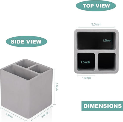 Diatomite Toothbrush Holders for Bathrooms, Electric Toothbrush and Toothpaste Holder 3 Slots Tooth Brush Organizer for Bathroom Countertop, Shower, Vanity - Dark Gray