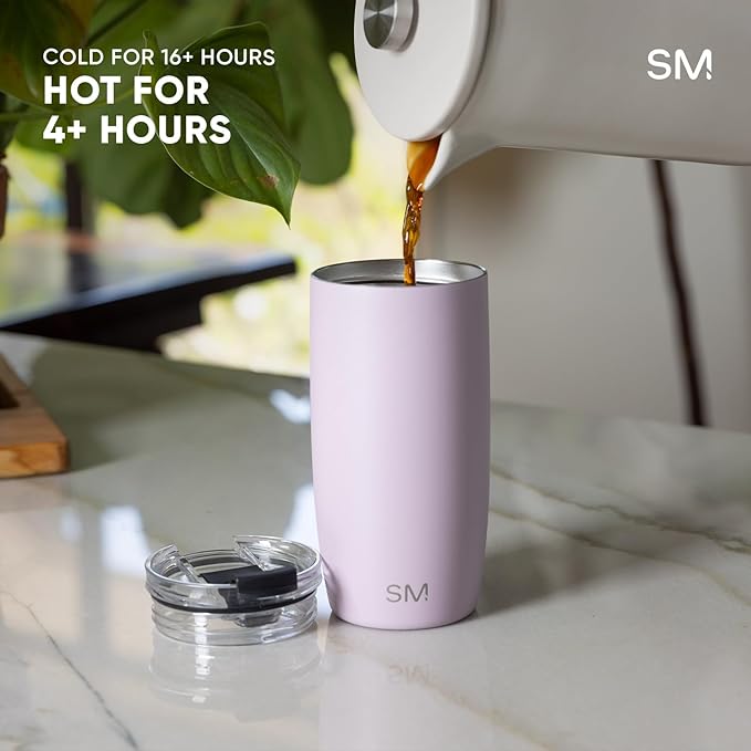 Simple Modern Voyager Tumbler with Flip Lid | Travel Coffee Mug | Insulated Stainless Steel Cold Brew Iced or Hot Coffee Cup | Gifts for Women Men Her Him | 12oz, Violet Dreams