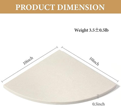 Koville 2 Pcs Marble Corner Shower Shelves for Bathroom, 10'' Marble Corner Shelf for Bath, Wall Mounted Stone Shower Caddy, No Drilling Adhesive Bathroom Shelf - Sahara Sand (No Glue Included)