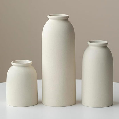Ceramic Vase Set-3, Large Flower Vases for Decor, Modern Boho Farmhouse Style, 10.4 Inch Tall, 4 Inch Width, Beige Color, Decorative Vases for Pampas Grass, Dried Flowers and Fresh Flowers (XL Beige)