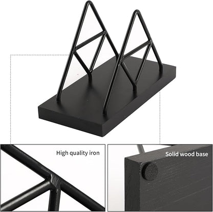 Napkin Holder, Metal Wire Triangle Shape & Wooden Paper Towel Holder, Napkin Holder for Table, Modern Napkin Dispenser for Kitchen, Table Decor, Cocktail Bar (Black)