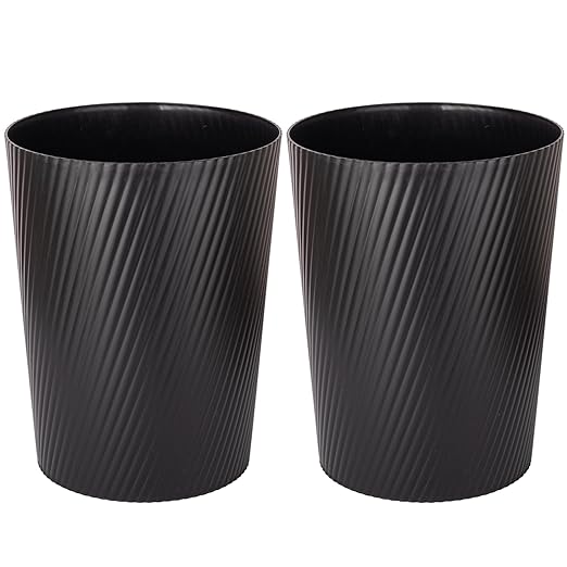 UUJOLY Small Trash Can Wastebasket Garbage Can Container Bins for Bathrooms, Laundry Room, Kitchens, Offices, Kids Rooms, Dorms (Black, 2 Pack)