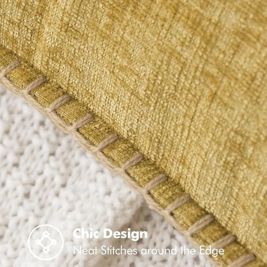 MIULEE Pack of 2 Couch Throw Pillow Covers 20x20 Inch Mustard Yellow Farmhouse Decorative Pillow Covers with Stitched Edge Soft Chenille Solid Dyed Pillow Covers for Sofa Bed Living Room