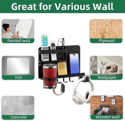 Versatile Bedside Wall Organizer, Floating Bedside Shelves, Wall Mount Essential Accessories for Room Decor, Dorm, Makeup Organizer, Remote Control Holder，Night Stand