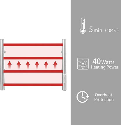 KEG Towel Warmer Wall Mounted with Built-in Timer 4 Bars Electric Stainless Steel Heated Towel Racks for Bathroom, Hot Plug-in Bath Towel Heater Brushed Nickel