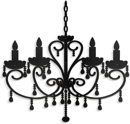 SIGNLEADER Metal Wall Decor Floral Chandelier Candle Minimalist Modern Abstract Wall Sculpture Hangings Home Decoration for Living Room, Bedroom, Bathroom, Kitchen, Outdoor - 30" Black