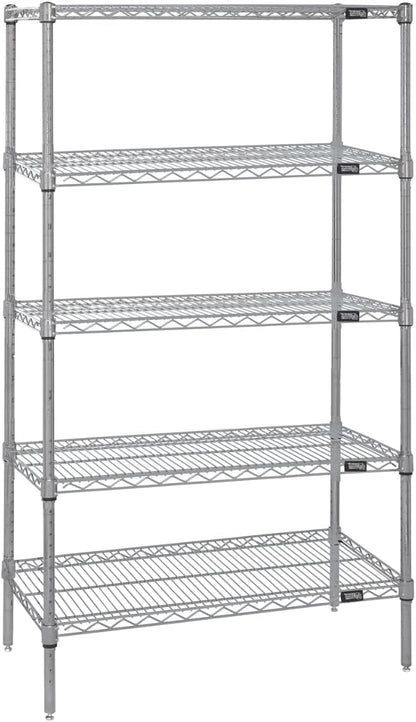 Quantum Storage Systems WR54-2154S-5 Wire Shelving Starter Kit, 54" W x 21" D x 54" H, 600 lbs Capacity, Stainless, Stainless, NSF