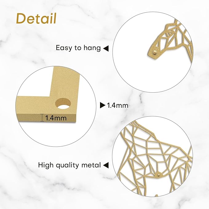 SIGNLEADER Metal Wall Art Decor Giraffe Safari Animal Modern Abstract Wall Sculpture Hangings Home Decoration for Living Room, Bedroom, Bathroom, Kitchen, Outdoor - 36" Gold