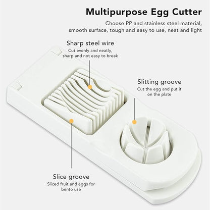 Egg Slicer Cutter, 2 in 1 Small Fruit Banana Slicer Strawberry Egg Cutter Home Kitchen Bar Tool Upgraded Egg Slicer Heavy Duty Aluminium Slicer Egg Slicer for Hard Boiled