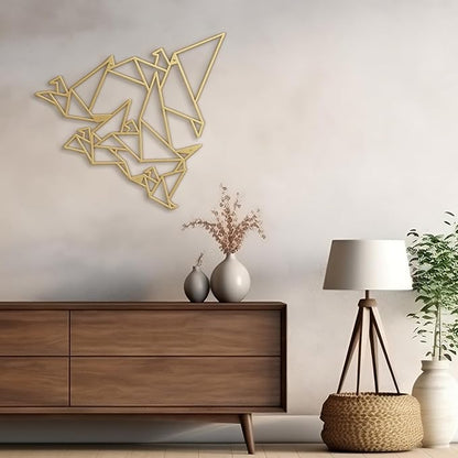 SIGNLEADER Metal Wall Art Decor Flocks of Flying Birds Modern Abstract Wall Sculpture Hangings Home Decoration for Living Room, Bedroom, Bathroom, Kitchen, Outdoor - 36" Gold
