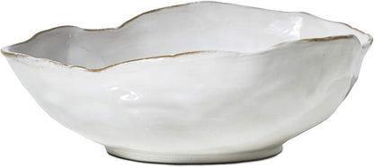 Serene Spaces Living Medium Free-Form Edge Glazed Ceramic Bowl – Stylish Fruit Bowl, Dinnerware, and Decorative Centerpiece for Vintage Weddings and Events, 10.5" Long, 8.5" Wide and 3.5" Tall