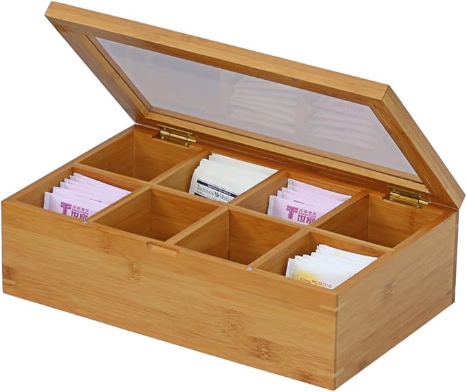 Oceanstar - TB1323 Bamboo Tea Box,12 Inch,Natural,(Pack of 6)