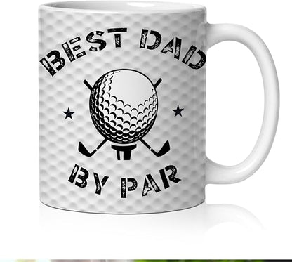 Golf Dad Gifts Mug, Golfer Gifts Coffee Cup Ceramic, Golf Lovers Gift for Men, Best Dad by Par Golfing Ceramic Coffee Tea Mug 11 oz