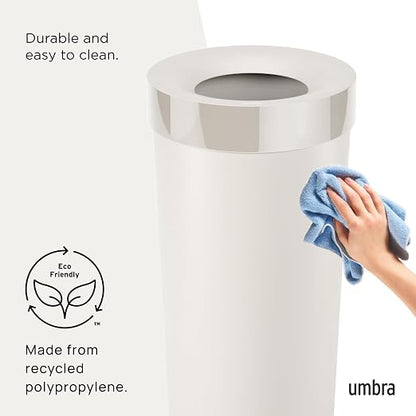 Umbra Vento Kitchen Trash Can – Large 16 Gal (62 L) Open Top Garbage Can for Home & Office – Modern Clean Design, Sand