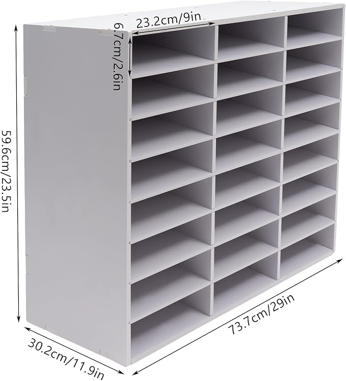 Mail Sorter Organizer, 24 Compartments Mailbox for Classroom, Desktop File Organizer with Adjustable Shelves, for Office Home Classroom, White
