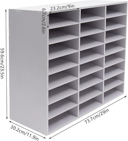 Mail Sorter Organizer, 24 Compartments Mailbox for Classroom, Desktop File Organizer with Adjustable Shelves, for Office Home Classroom, White