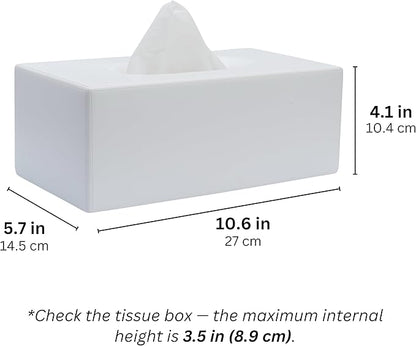 Yew Design Matte White Tissue Box Cover Rectangular, Facial Tissue Dispenser for Bathroom, Kitchen, Bedroom, Office, Hotel, Restaurant, Countertop, Nightstand, Car, and Desk