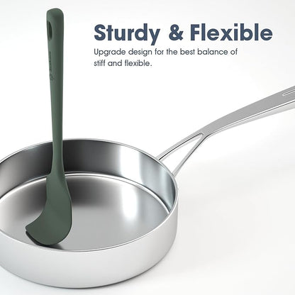 ChefAide 5 Pieces Silicone Spatula Set, Food Grade Rubber Spatula, Upgrade Strong Handle with Ergonomic Grip, Heat Resistant Up to 600°F for Nonstick Cookware, Cooking